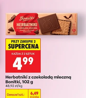 Herbatniki z czekoladą mleczną Bonitki promocja w Biedronka