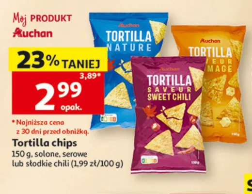 Tortilla chips Auchan serowe 150g promocja w Auchan