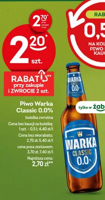 Piwo bezalkoholowe Warka Classic promocja w Żabka