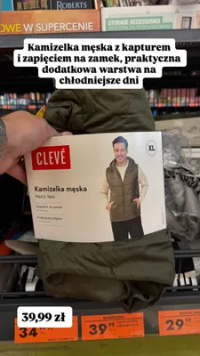 Kamizelka męska pikowana z kapturem Clevé promocja w Biedronka