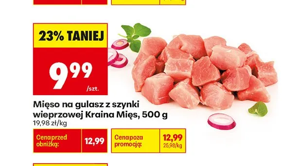 Mięso na gulasz z szynki wieprzowej Kraina Mięs promocja w Biedronka