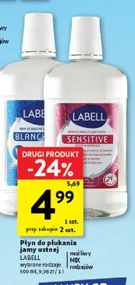 Płyn do płukania jamy ustnej Sensitive Labell promocja w Intermarche