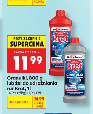 Żel do udrożniania rur Kret promocja w Biedronka