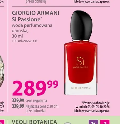 Woda perfumowana damska Sì Passione Giorgio Armani promocja w Hebe