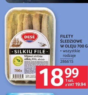 Filety śledziowe w oleju Desė promocja w Selgros