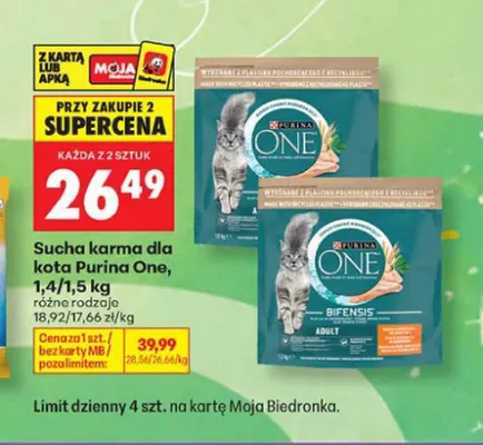 Sucha karma dla kota Purina One promocja w Biedronka