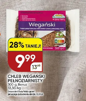 Chleb wegański pełnoziarnisty Benus promocja w Chata Polska