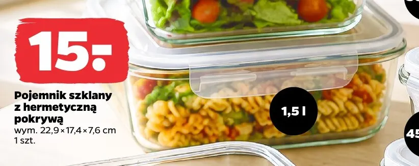 Pojemnik szklany z hermetyczną pokrywą Fresh 1,5 l promocja w Netto