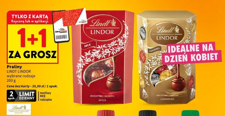 Praliny Lindor wybrane rodzaje promocja w Intermarche