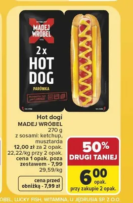Hot dogi z sosami Madej Wróbel promocja w Carrefour