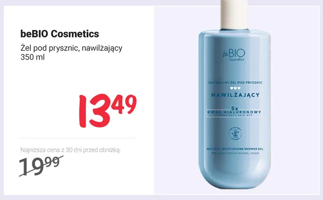 Żel pod prysznic beBIO Cosmetics nawilżający promocja w Rossmann