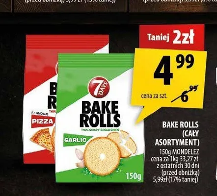 Sucharki Bake Rolls Garlic 7 Days promocja w Arhelan