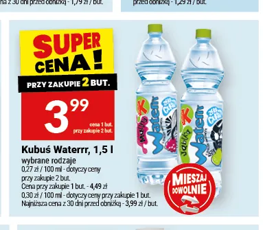 Woda smakowa Kubuś Waterrr arbuz promocja w Twój Market