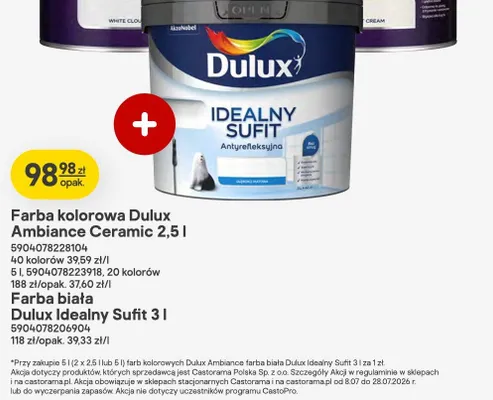 Farba biała Dulux Idealny Sufit promocja w Castorama