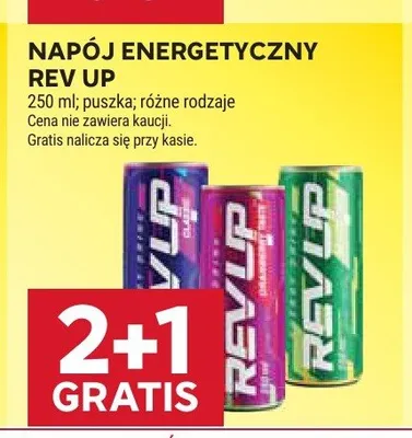 Napój energetyczny Rev Up promocja w Stokrotka
