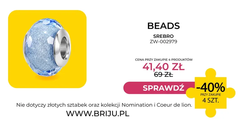 Beads Briju srebro ZW-002979 promocja w Briju
