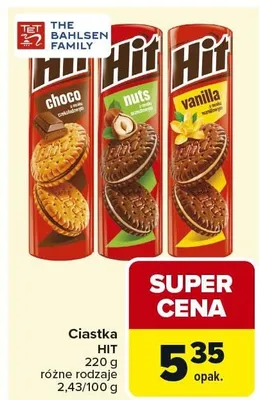 Ciastka HIT 220 g różne rodzaje promocja w Carrefour