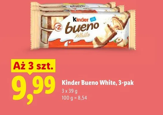 Wafelki Kinder Bueno White 3-pak promocja w Lidl