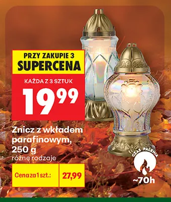 Znicz z wkładem parafinowym 250 g promocja w Biedronka