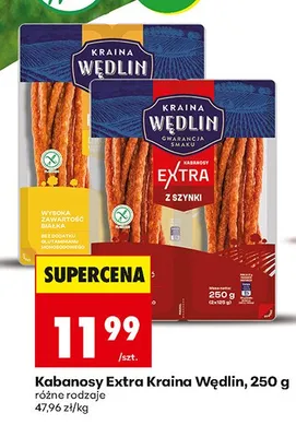 Kabanosy Extra drobiowo-wieprzowe Kraina Wędlin promocja w Biedronka
