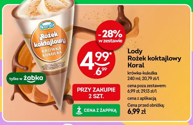 Lody Rożek koktajlowy krówka-kukułka promocja w Żabka