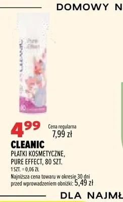Płatki kosmetyczne Pure Effect Cleanic promocja w Drogerie Natura