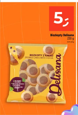 Biszkopty z kakao Delisana promocja w Dealz