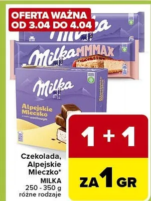 Czekolada, alpejskie mleczko Milka promocja w Carrefour Express