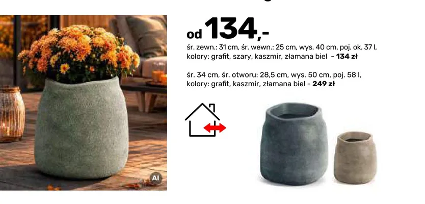 Donica z tworzywa sztucznego lekka mrozoodporna wys. 40 cm promocja w Bricomarche