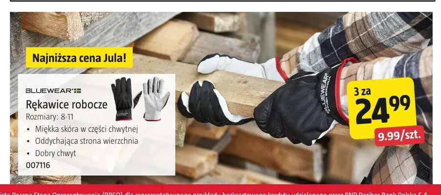 Rękawice robocze Bluewear promocja w Jula