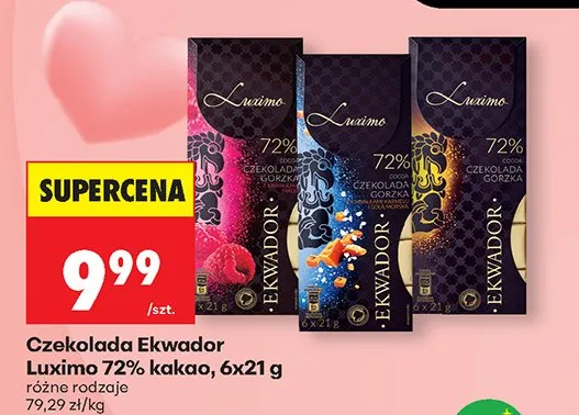 Czekolada Ekwador Luximo 72% kakao 6-pak 21g promocja w Biedronka