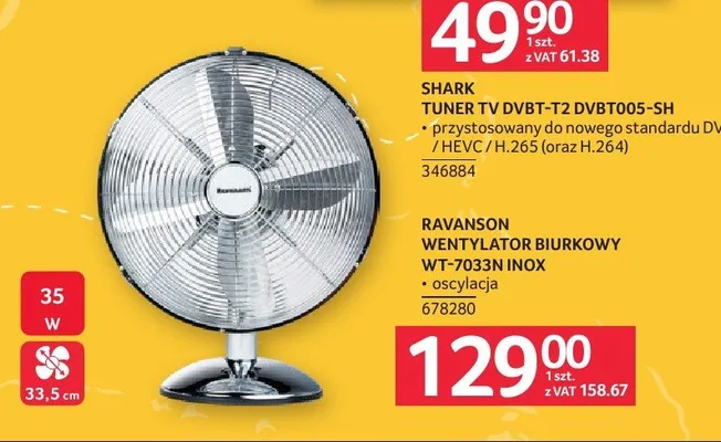 Wentylator biurkowy Ravanson WT-7033N Inox promocja w Selgros