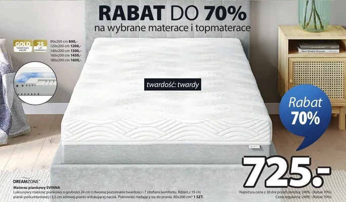 Materac piankowy Svinna promocja w Jysk