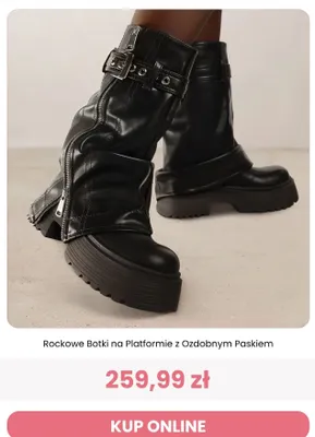 Rockowe botki na platformie z ozdobnym paskiem Renee promocja w Renee