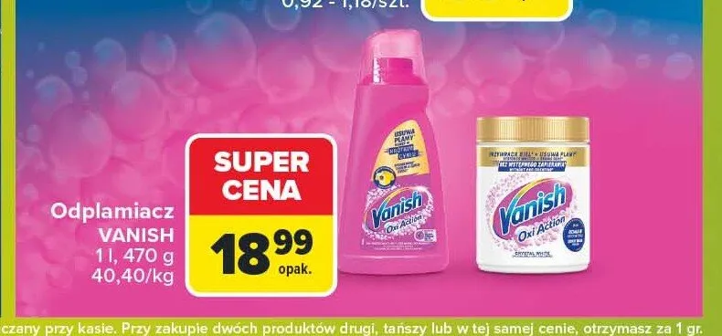 Odplamiacz w proszku Vanish Oxi Action promocja w Carrefour Market