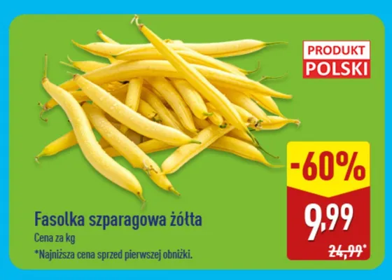 Fasolka szparagowa żółta promocja w Aldi