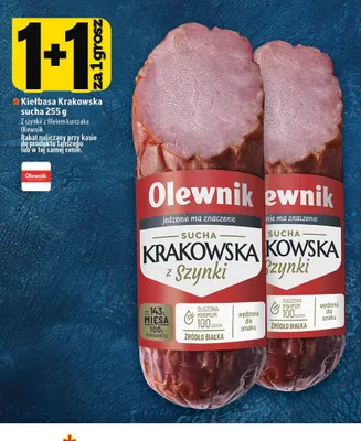 Kiełbasa krakowska sucha z filetem kurczaka 255 g Olewnik promocja w TOPAZ