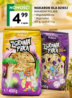 Makaron dla dzieci Makarony Polskie Zgrana Paka Misja Safari promocja w Intermarche
