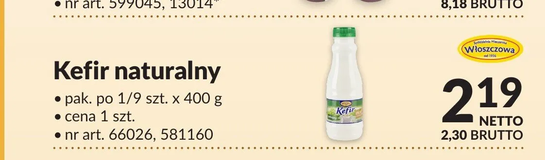 Kefir naturalny Włoszczowa promocja w Makro