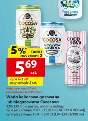 Woda kokosowa lub niegazowana Cocosova promocja w Auchan