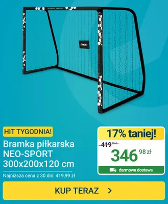Bramka piłkarska NEO-SPORT 300x200x120 cm promocja w ERLI