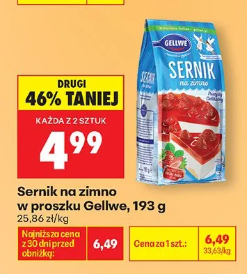 Sernik na zimno w proszku Gellwe promocja w Biedronka
