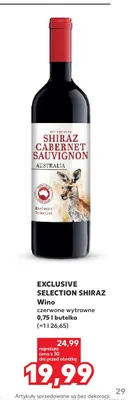 Wino czerwone wytrawne Exclusive Selection Shiraz Cabernet Sauvignon promocja w Kaufland