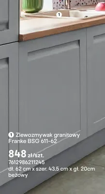 Zlewozmywak granitowy Franke BSG 611-62 dł. 62cm x szer. 43,5cm x gł. 20cm beżowy promocja w Castorama
