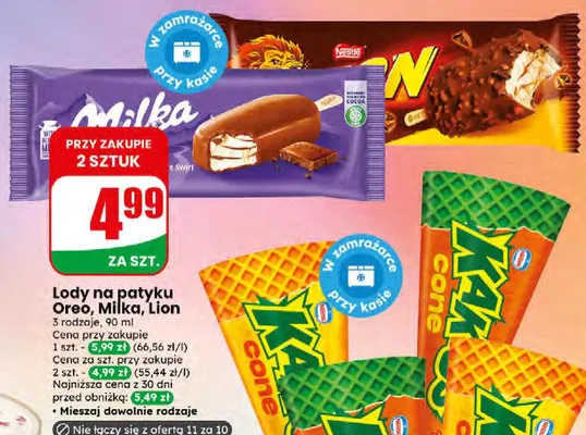 Lody na patyku Lion promocja w Dino