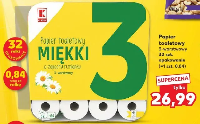 Papier toaletowy miękki 3-warstwowy 32 szt. promocja w Kaufland
