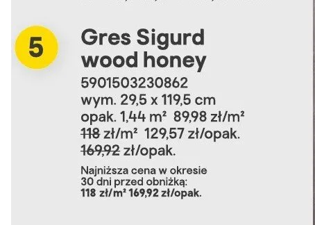 Gres Sigurd wood honey promocja w Castorama