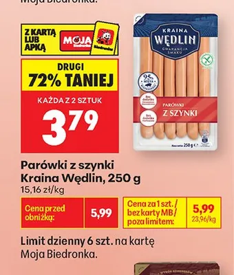Parówki z szynki Kraina Wędlin promocja w Biedronka