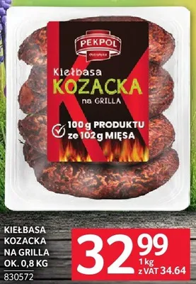 Kiełbasa kozacka na grilla Pekpol ok. 0,8 kg promocja w Selgros