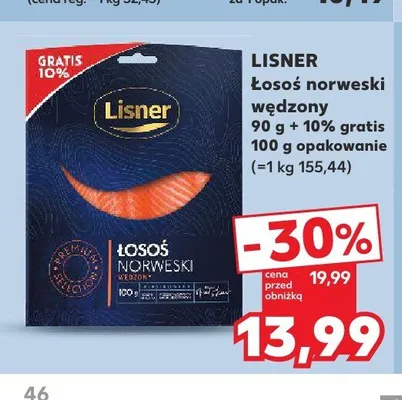 Łosoś norweski wędzony Lisner promocja w Kaufland